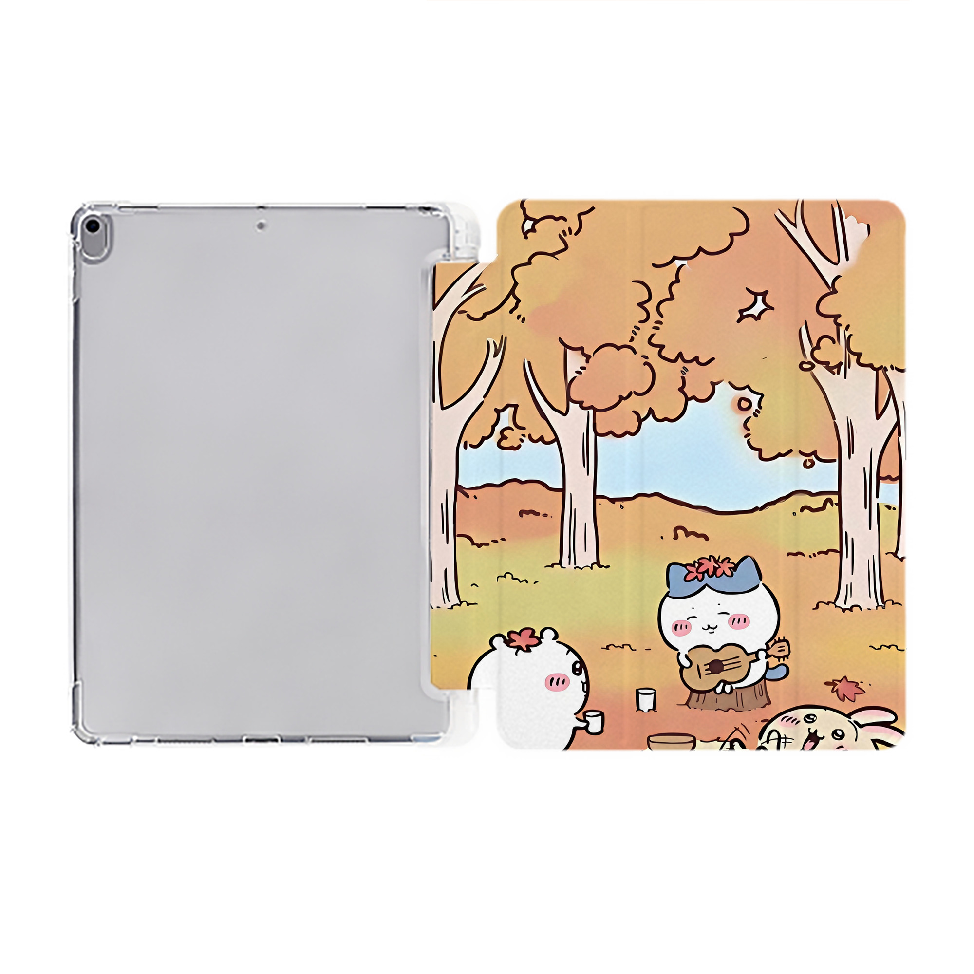 （画像用） ちいかわ Chii-kawa IPad ケース ペン収納付き 三つ折りスタンド PUレザー×シリコン 対応機種9.5/10.5/10.9インチ